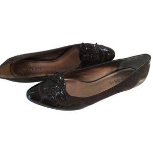 NICKELS vintage brown suede & patent leather low heel pump size 7